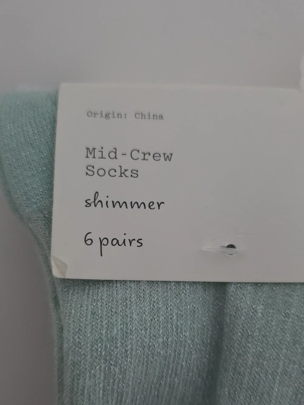 a new day Womans Mid-Crew Socks - White & Mint Green (6 Pairs)